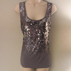 Ann French Gray Sequined Tank Top